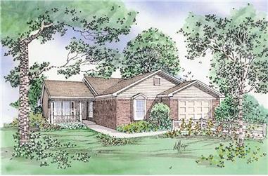 3-Bedroom, 1111 Sq Ft Country House Plan - 147-1135 - Front Exterior