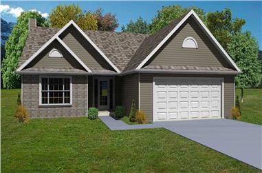 3-Bedroom, 1568 Sq Ft Country Home Plan - 148-1000 - Main Exterior