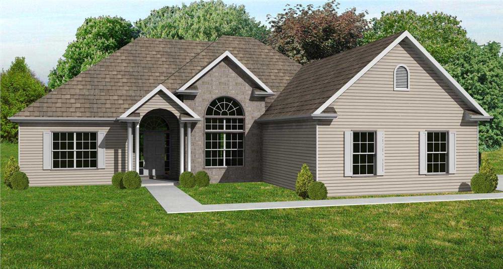 This is the front elevation of these European House Plans.
