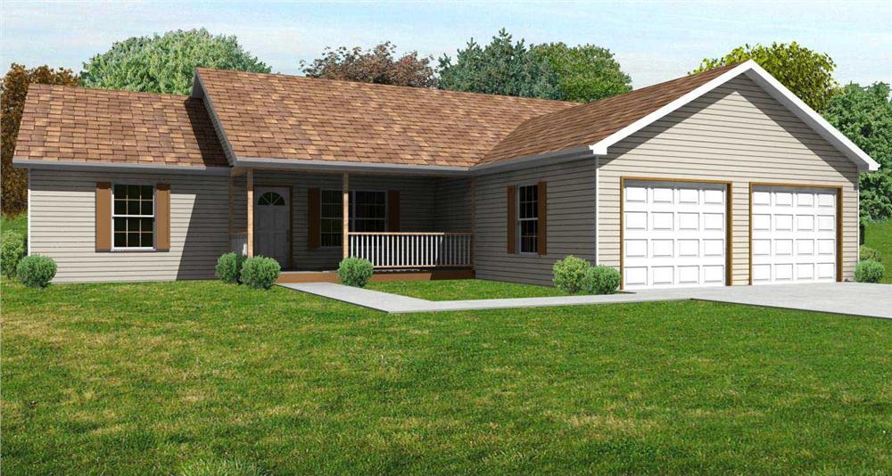 This is a 3D computer rendering of these Ranch Homeplans.