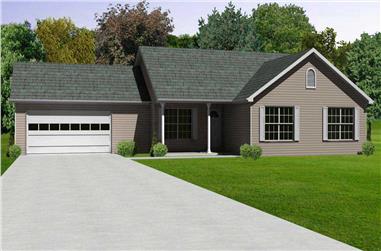 3-Bedroom, 1478 Sq Ft Country Home Plan - 148-1015 - Main Exterior