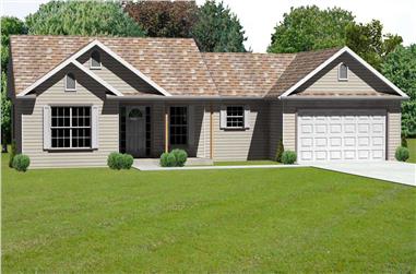 3-Bedroom, 1538 Sq Ft Country Home Plan - 148-1019 - Main Exterior