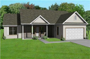 3-Bedroom, 1456 Sq Ft Country Home Plan - 148-1029 - Main Exterior