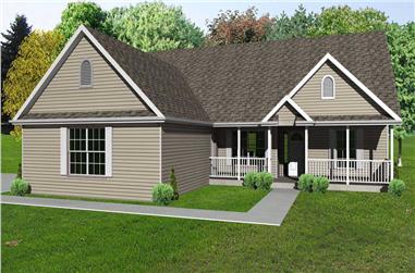 3-Bedroom, 1376 Sq Ft Country Home Plan - 148-1042 - Main Exterior