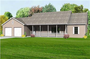 3-Bedroom, 1542 Sq Ft Country Home Plan - 148-1048 - Main Exterior
