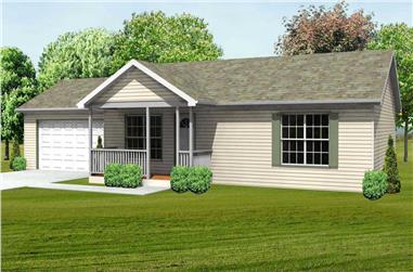 3-Bedroom, 1064 Sq Ft Country House Plan - 148-1050 - Front Exterior