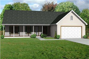 3-Bedroom, 1344 Sq Ft Country House Plan - 148-1051 - Front Exterior