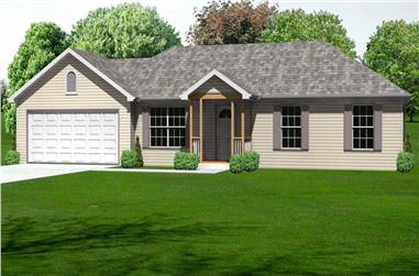 3-Bedroom, 1030 Sq Ft Country Home Plan - 148-1061 - Main Exterior
