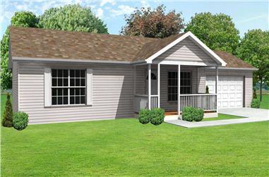 3-Bedroom, 1064 Sq Ft Country Home Plan - 148-1069 - Main Exterior