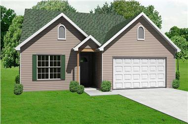 3-Bedroom, 1332 Sq Ft Country House Plan - 148-1074 - Front Exterior