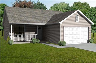 3-Bedroom, 1120 Sq Ft Country Home Plan - 148-1085 - Main Exterior