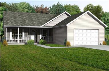 3-Bedroom, 1508 Sq Ft Country House Plan - 148-1087 - Front Exterior