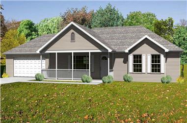 3-Bedroom, 1380 Sq Ft Country Home Plan - 148-1098 - Main Exterior