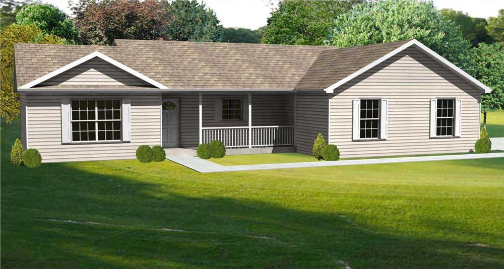 This is another computer rendering of another set of Ranch House Plans.