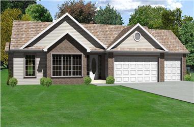 3-Bedroom, 1516 Sq Ft Country Home Plan - 148-1103 - Main Exterior