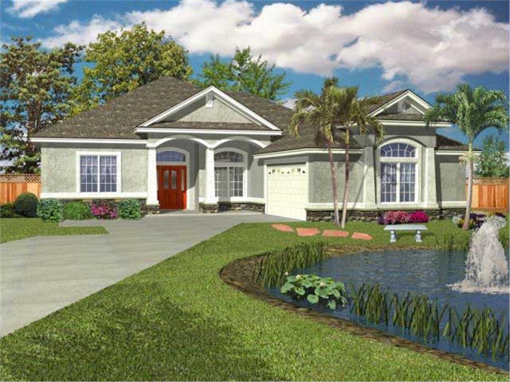 Front elevation of Lake home (ThePlanCollection: House Plan #150-1000)