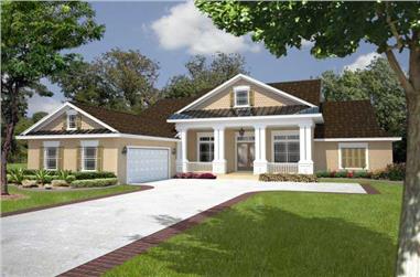 4-Bedroom, 2445 Sq Ft Florida Style House Plan - 150-1001 - Front Exterior