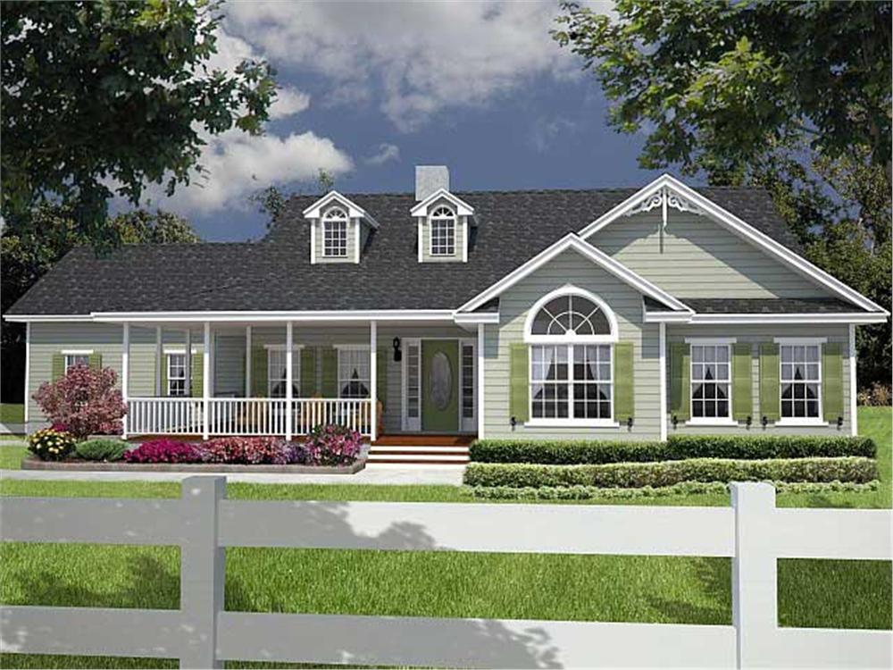 Front elevation of Florida Style home (ThePlanCollection: House Plan #150-1003)