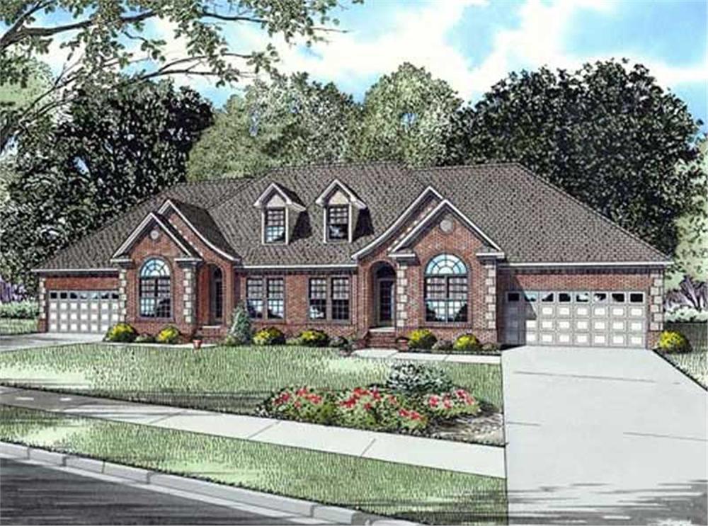 Front elevation of this multi-family home (ThePlanCollection: House Plan #153-1016)