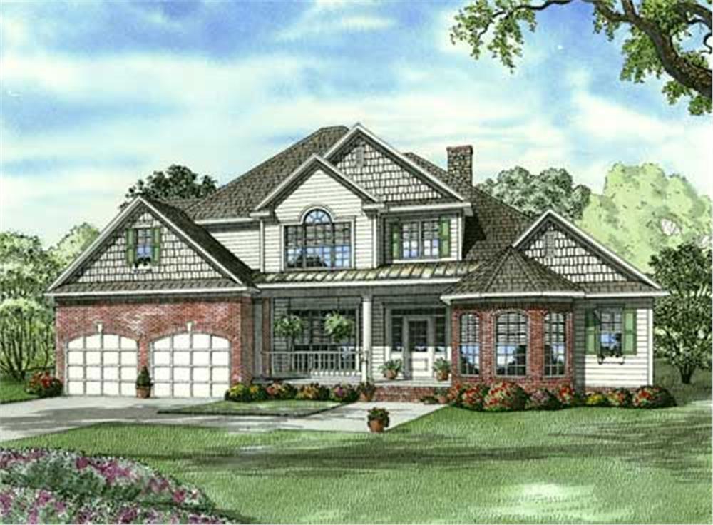 Front elevation of Arts and Crafts home (ThePlanCollection: House Plan #153-1017)