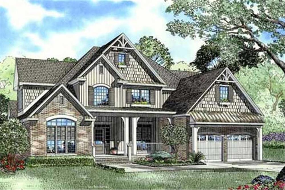 Color rendering of Craftsman home plan (ThePlanCollection: House Plan #153-1036)