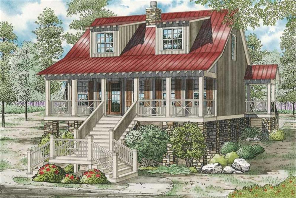 Front elevation of Country home (ThePlanCollection: House Plan #153-1064)
