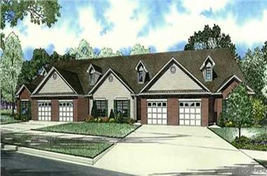 3-Bedroom, 1900 Sq Ft Multi-Unit House Plan - 153-1074 - Front Exterior
