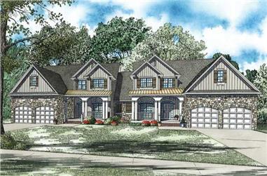 4-Bedroom, 2500 Sq Ft Multi-Unit House Plan - 153-1082 - Front Exterior