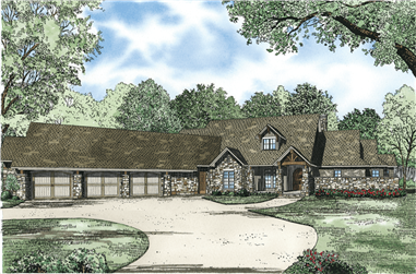 3-Bedroom, 4080 Sq Ft Country Home Plan - 153-1089 - Main Exterior