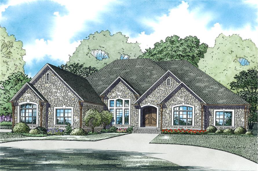 Front View of this 4-Bedroom, 3766 Sq Ft Plan - 153-1095
