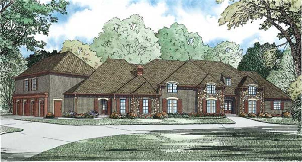 Front elevation of European home (ThePlanCollection: House Plan #153-1107)