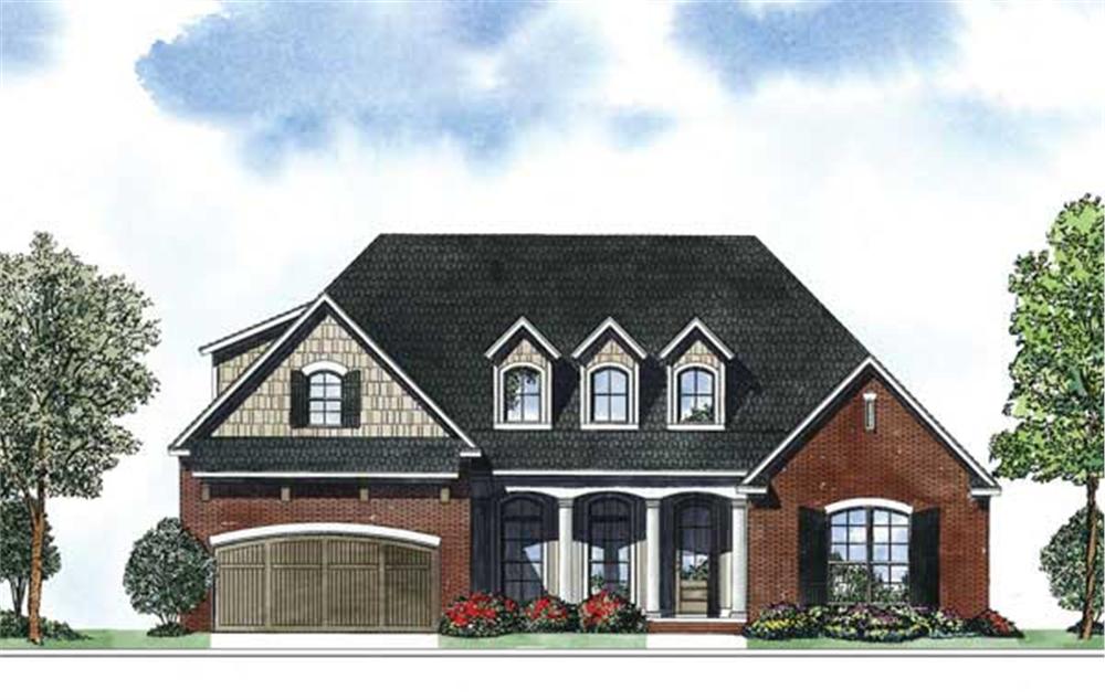 Front elevation of European home (ThePlanCollection: House Plan #153-1116)