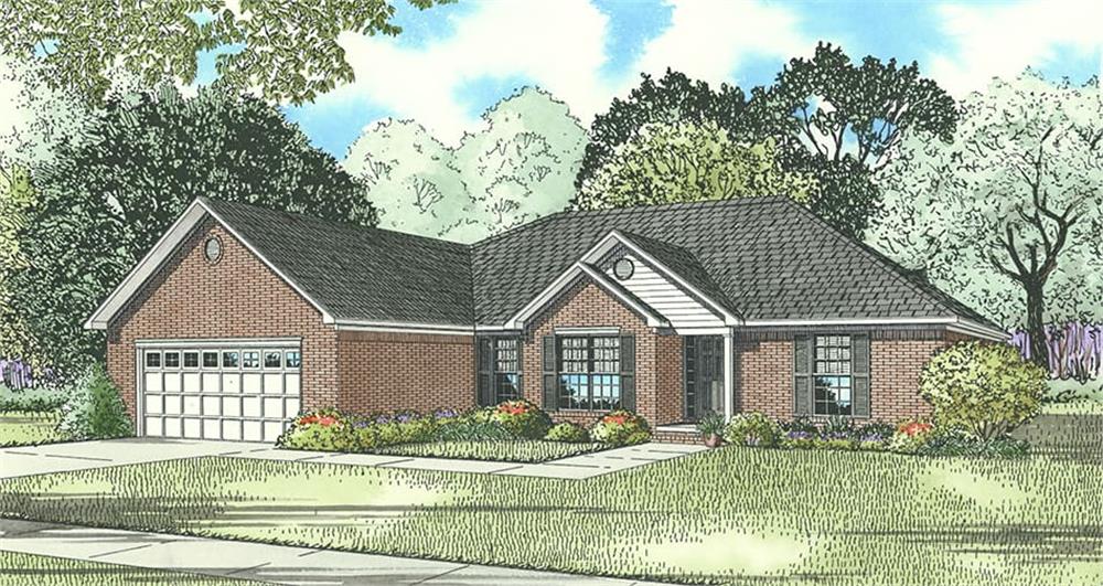 Front elevation of Southern home (ThePlanCollection: House Plan #153-1117)