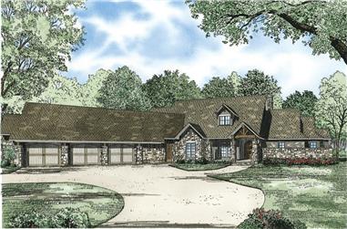 3-Bedroom, 4080 Sq Ft Country Home Plan - 153-1124 - Main Exterior