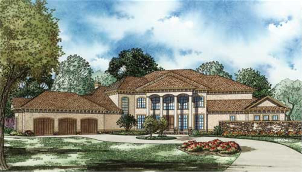 Front elevation of Luxury home (ThePlanCollection: House Plan #153-1143)