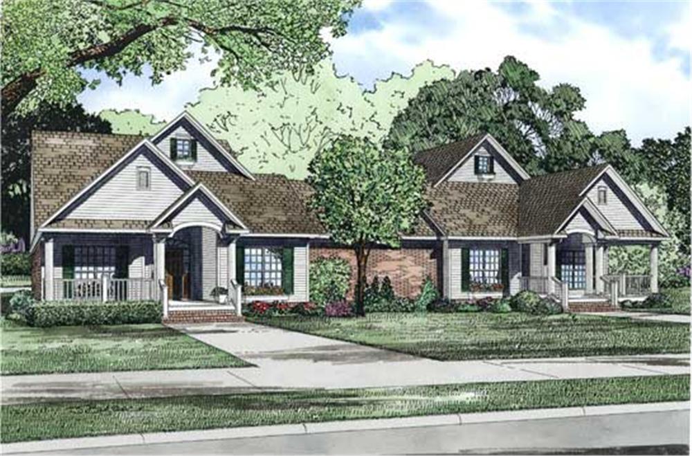 Front elevation of Multi-Unit home (ThePlanCollection: House Plan #153-1158)