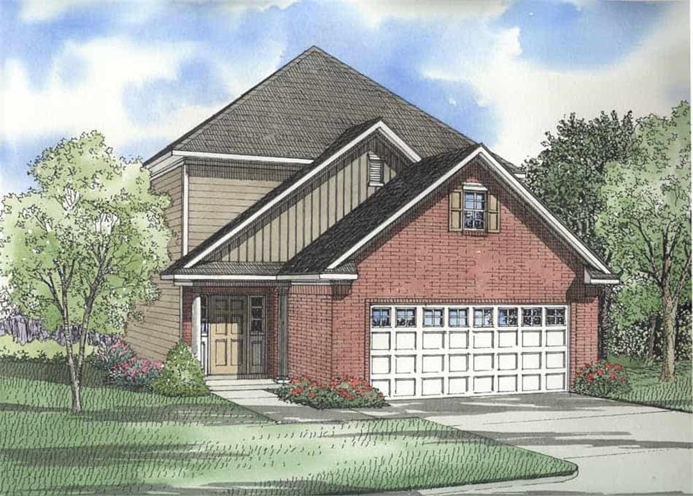 Color rendering of Contemporary home plan (ThePlanCollection: House Plan #153-1181)