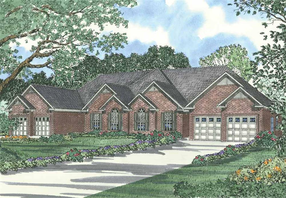 Front elevation of Multi-Unit home (ThePlanCollection: House Plan #153-1192)