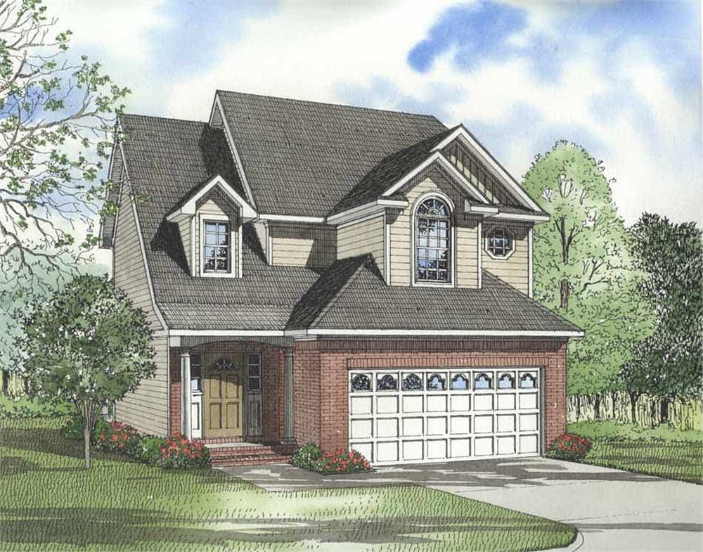 Color rendering of Country home plan (ThePlanCollection: House Plan #153-1222)