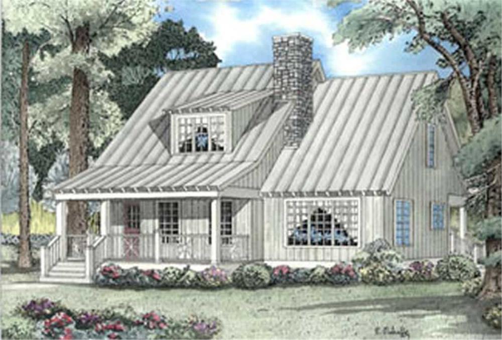 Front rendering of Country home (ThePlanCollection: House Plan #153-1240)