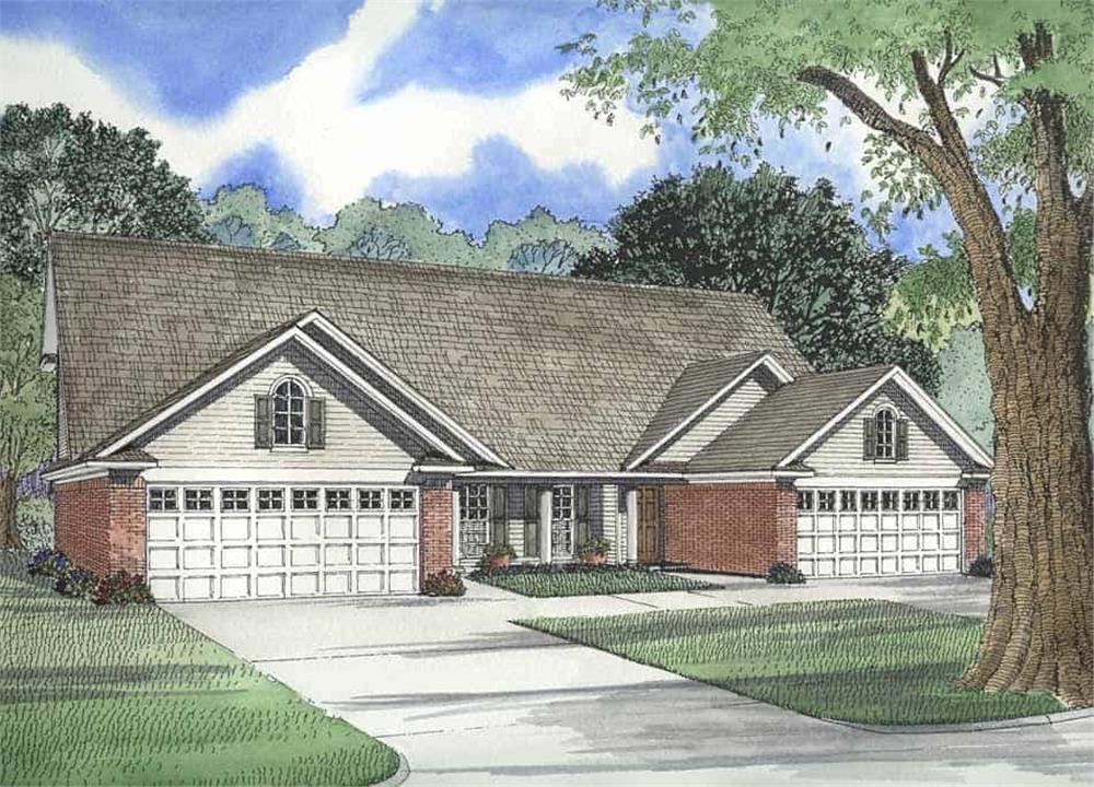 Front elevation of Multi-Unit home (ThePlanCollection: House Plan #153-1271)