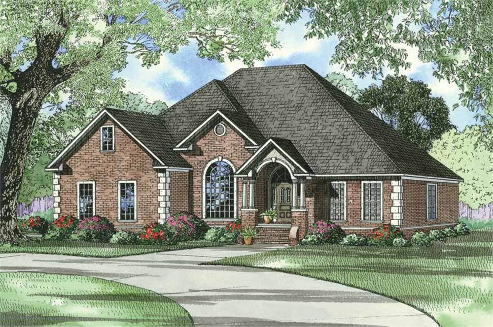 Front elevation of European home (ThePlanCollection: House Plan #153-1284)