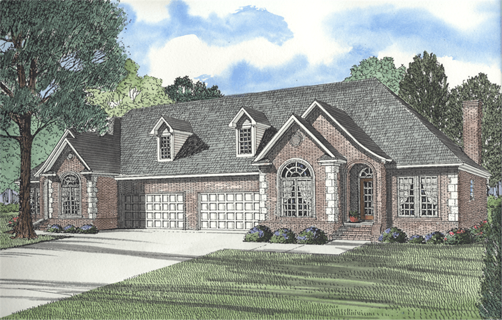 Front elevation of Multi-Unit home (ThePlanCollection: House Plan #153-1296)