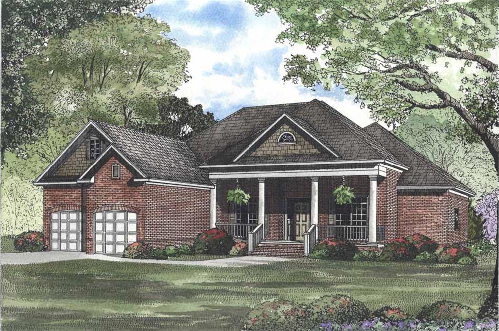 Front elevation of Southern home (ThePlanCollection: House Plan #153-1323)