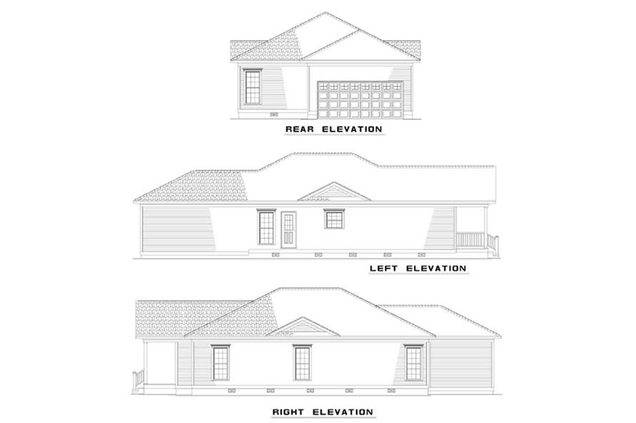 Home Plan Rear Elevation of this 3-Bedroom,1342 Sq Ft Plan -153-1331