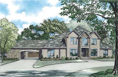 4-Bedroom, 3818 Sq Ft French House Plan - 153-1356 - Front Exterior