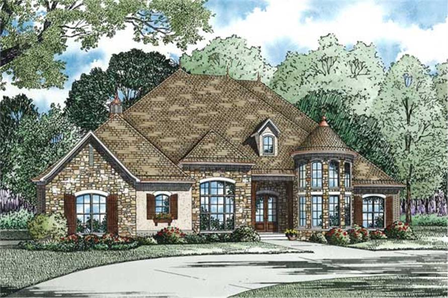 Front elevation of European home (ThePlanCollection: House Plan #153-1359)