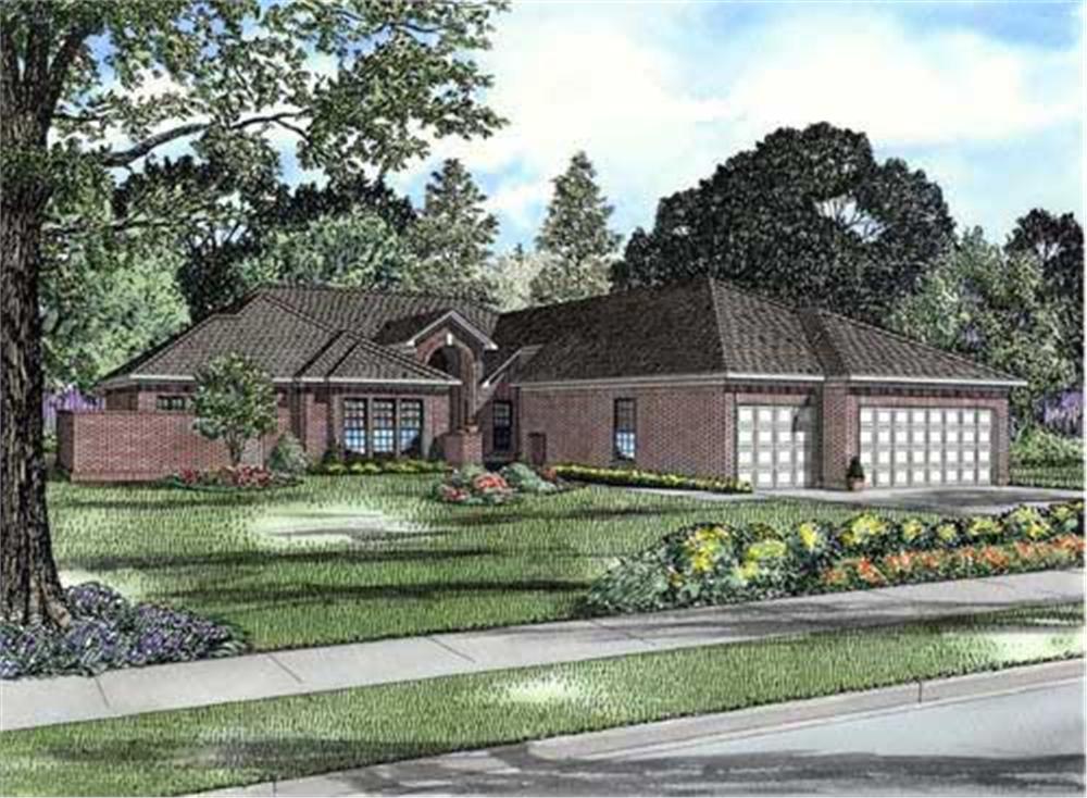 Front elevation of Contemporary home (ThePlanCollection: House Plan #153-1369)