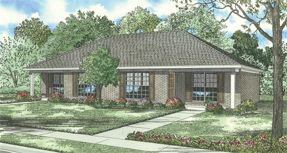 Front elevation of Multi-Unit home (ThePlanCollection: House Plan #153-1391)