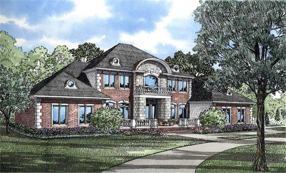Front elevation of Georgian home (ThePlanCollection: House Plan #153-1436)